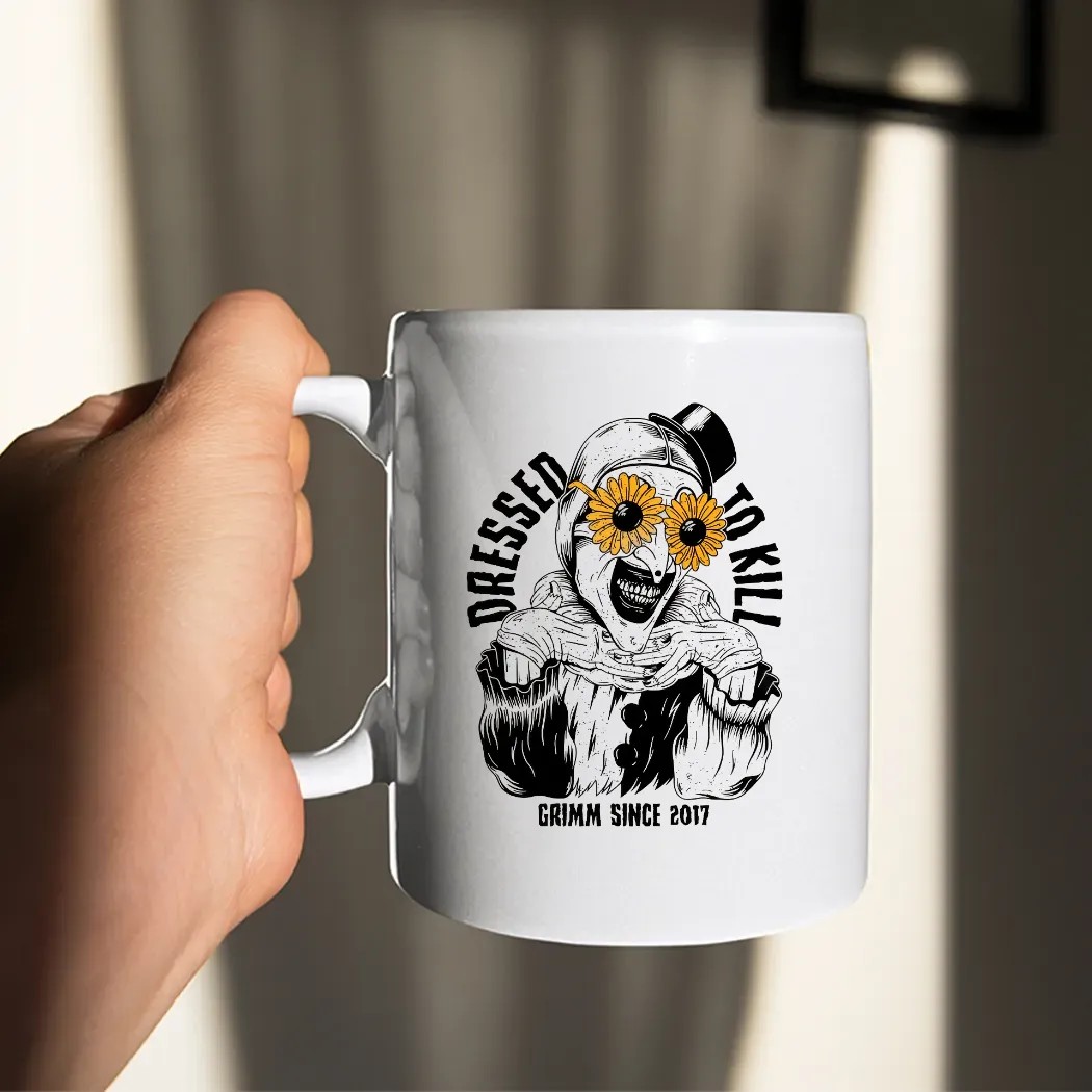 Dressed to Kill Grimm Since 2017 Creepy Clown Horror Graphic T T Shirt