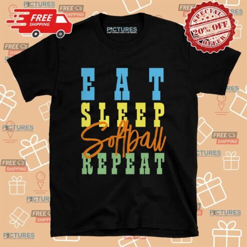 Eat Sleep Softball Repeat Parody T Shirt