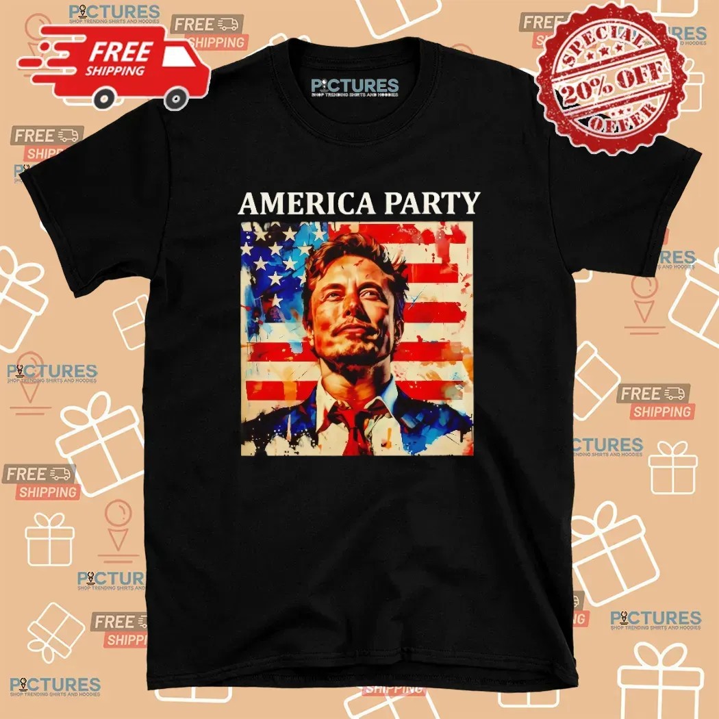 Elon Musk America Party Flag T Shirt