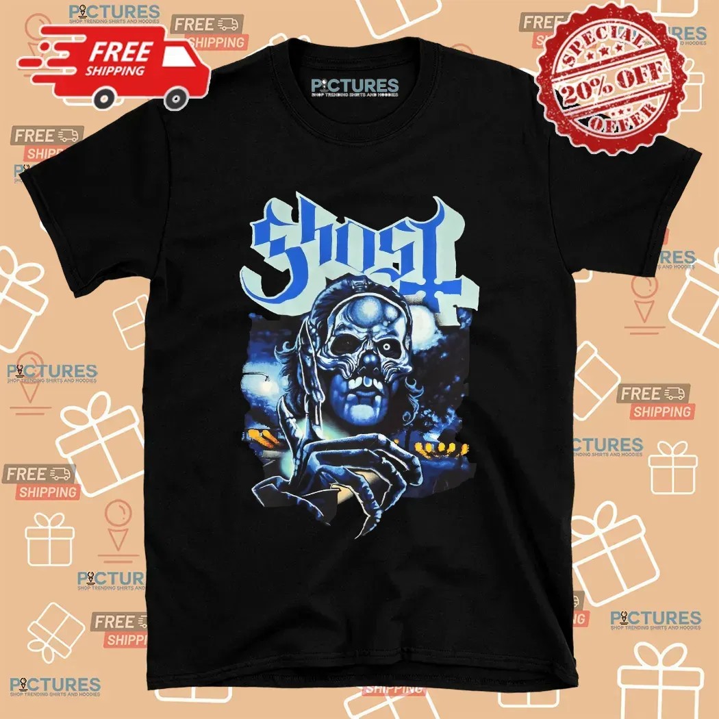 Ghost Band Nightmare Blue Gothic Skull Horror Graphic T Shirt