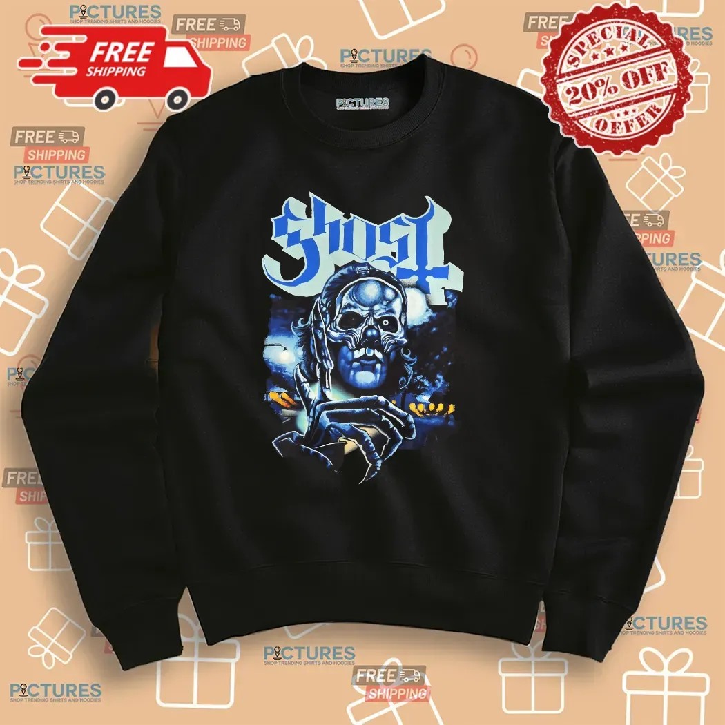 Ghost Band Nightmare Blue Gothic Skull Horror Graphic T Shirt