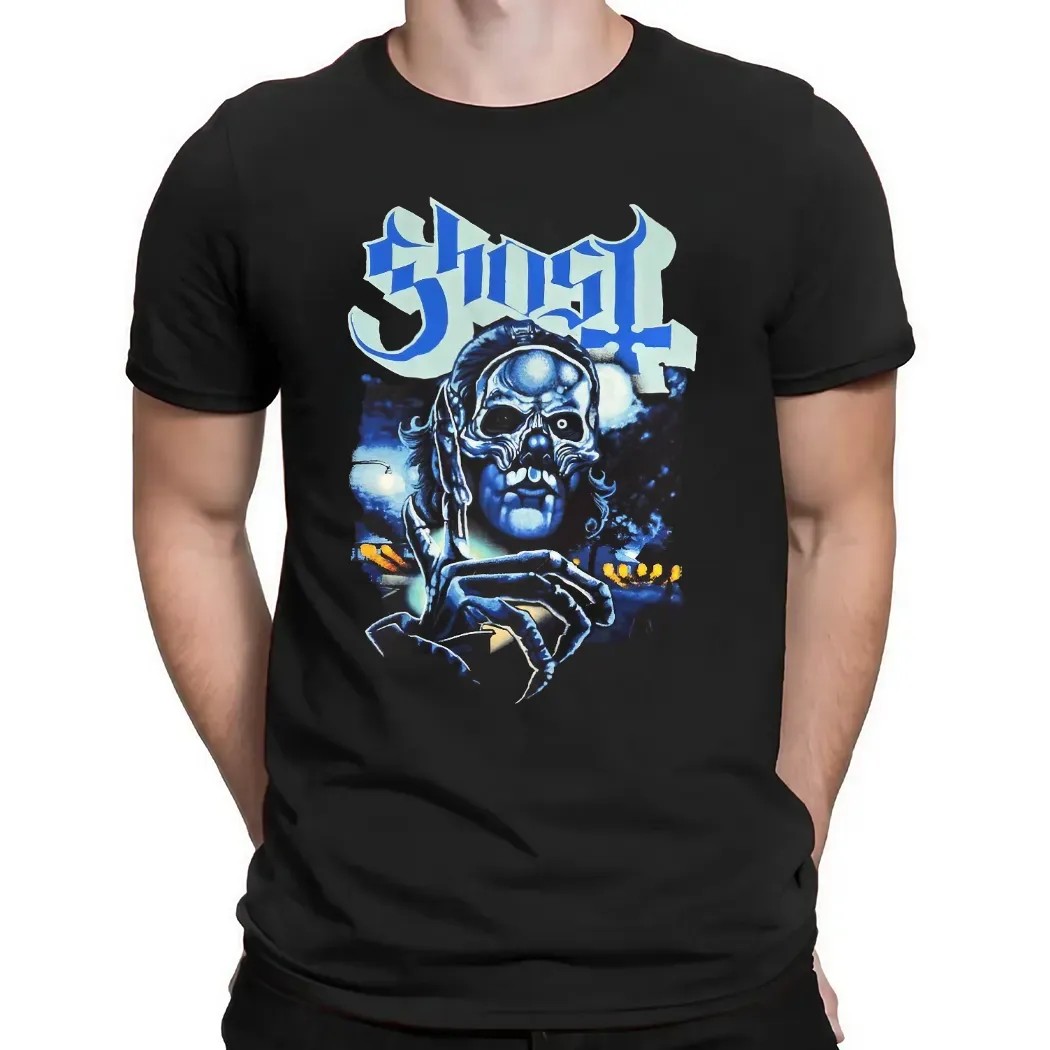 Ghost Band Nightmare Blue Gothic Skull Horror Graphic T Shirt