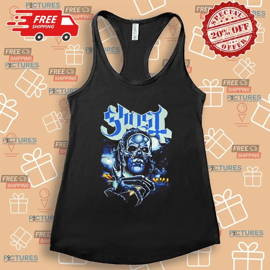 Ghost Band Nightmare Blue Gothic Skull Horror Graphic T Shirt
