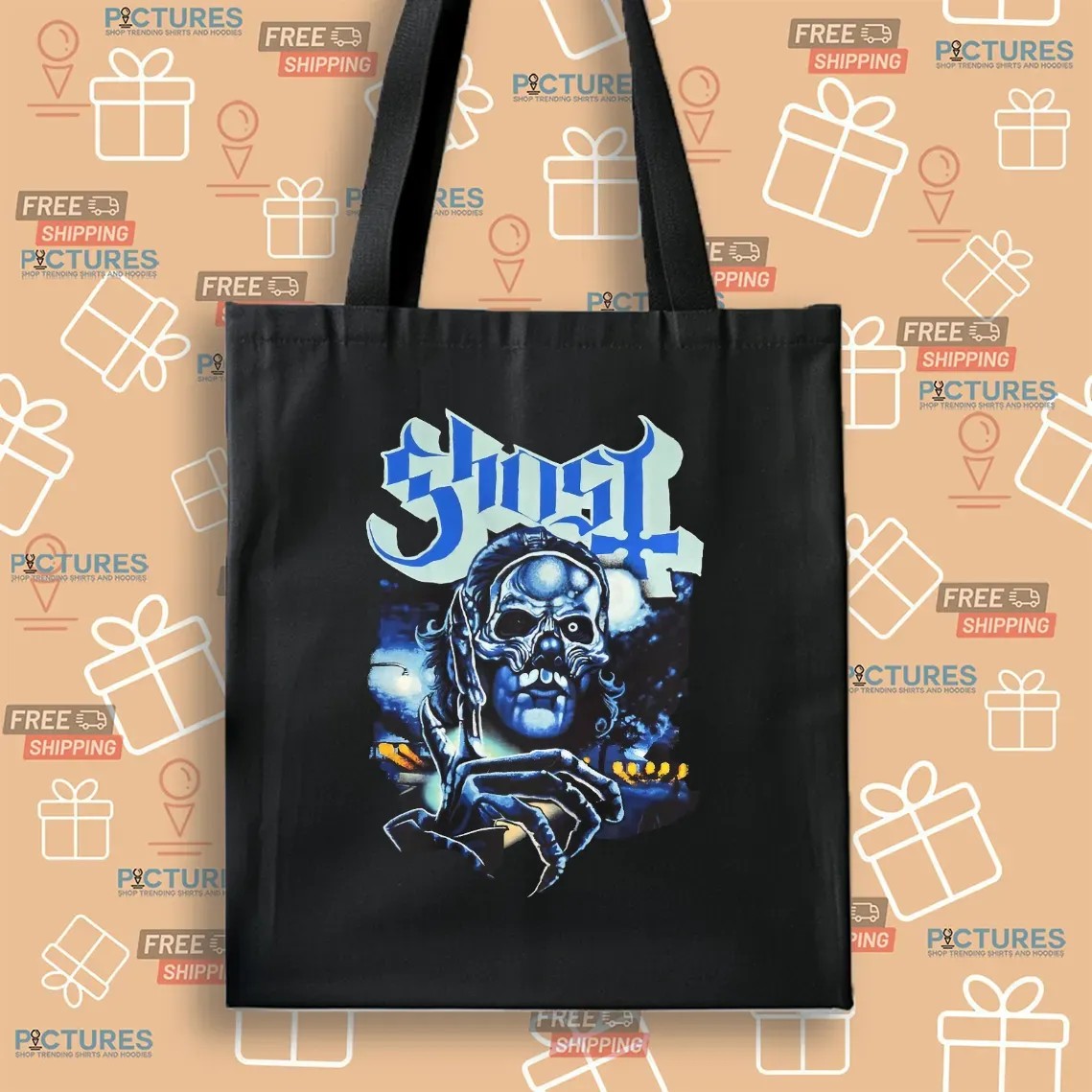 Ghost Band Nightmare Blue Gothic Skull Horror Graphic T Shirt