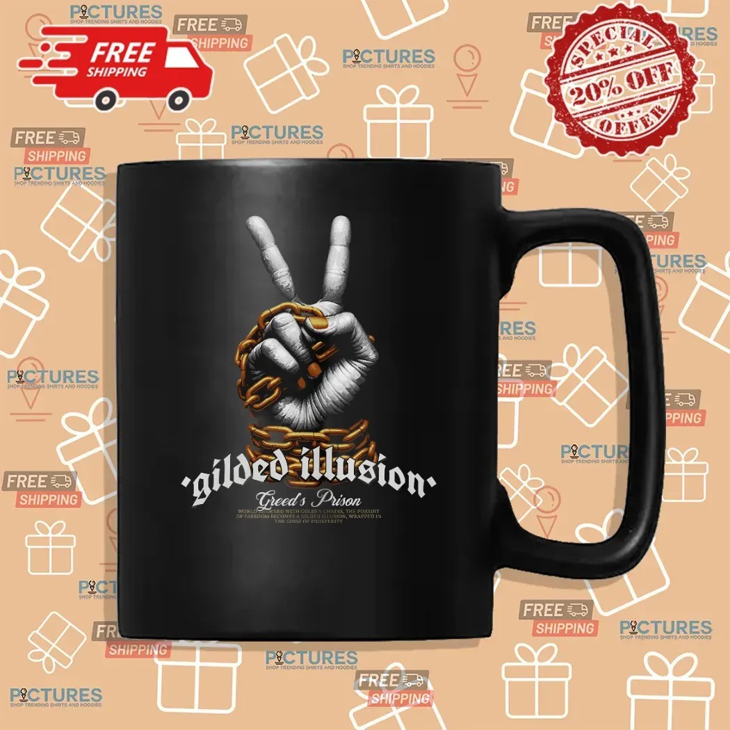 Gilded Illusion Greed's Prison World Adorned With Golden Chains T Shirt