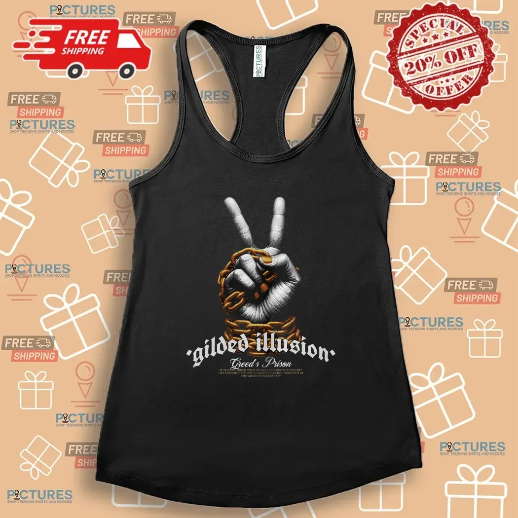 Gilded Illusion Greed's Prison World Adorned With Golden Chains T Shirt