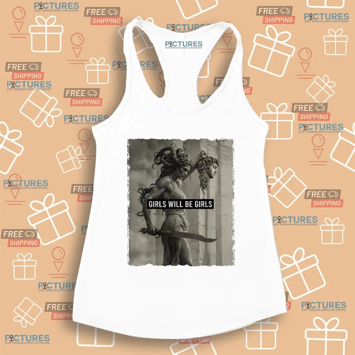 Girls Will Be Girls Medusa with the Head of Perseus Feminist T Shirt