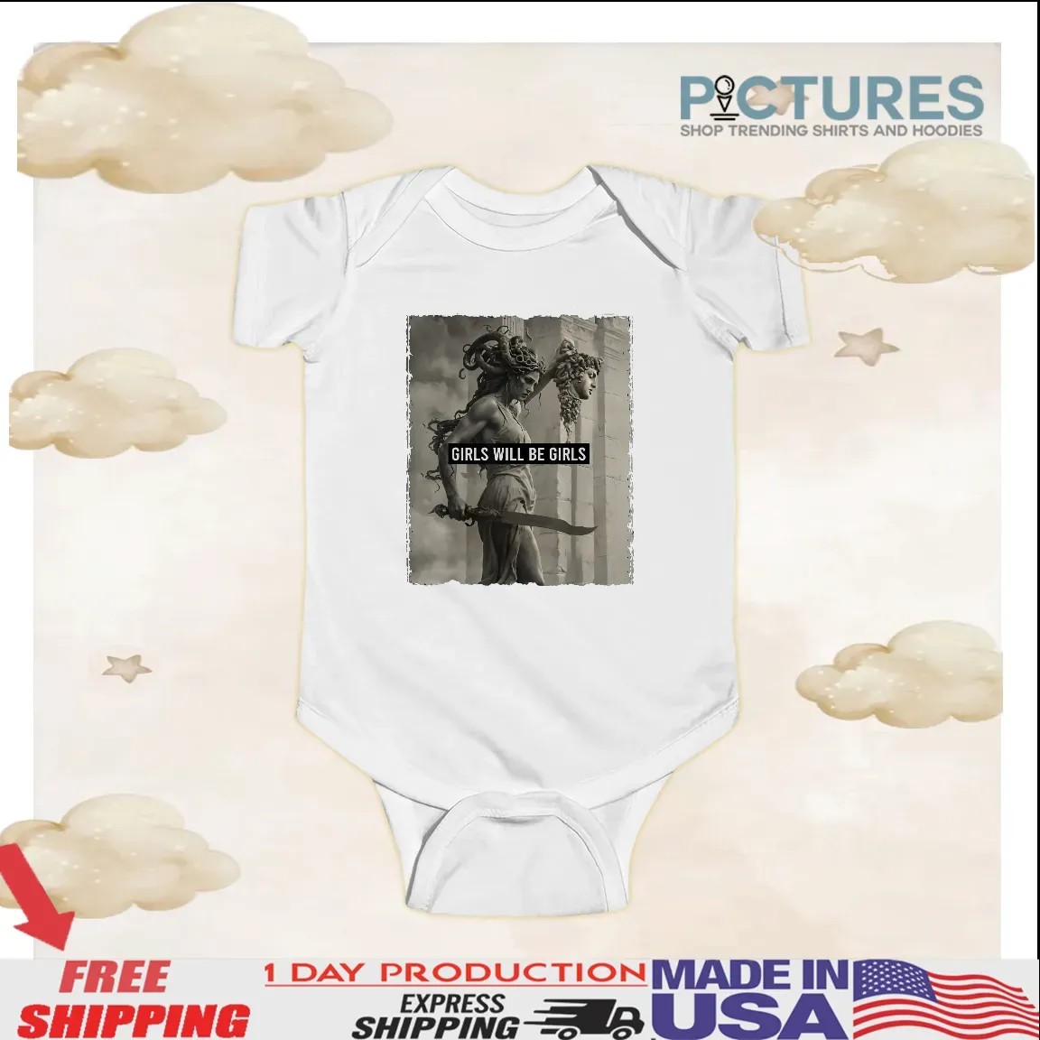 Girls Will Be Girls Medusa with the Head of Perseus Feminist T Shirt