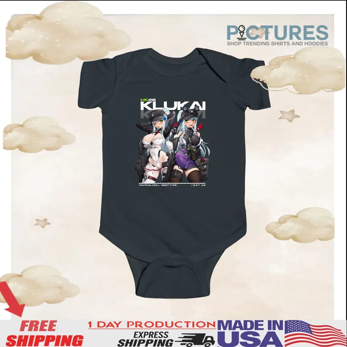 HK416 KLUKAI Tactical Doll Anime Girl T Shirt HK416 KLUKAI Tactical Doll Anime Girl T Shirt