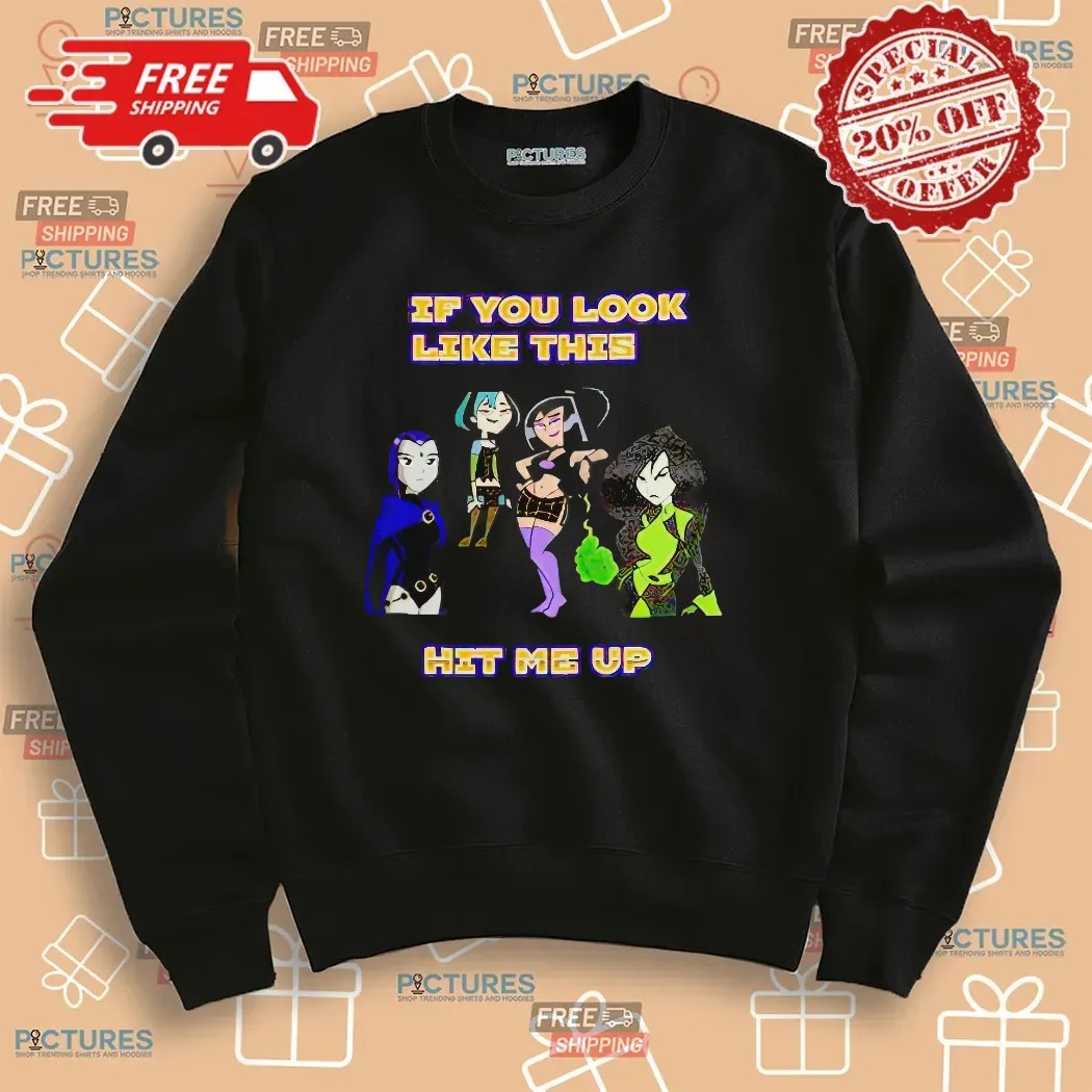 If You Look Like This Hit Me Up Cartoon Goth Girl T Shirt