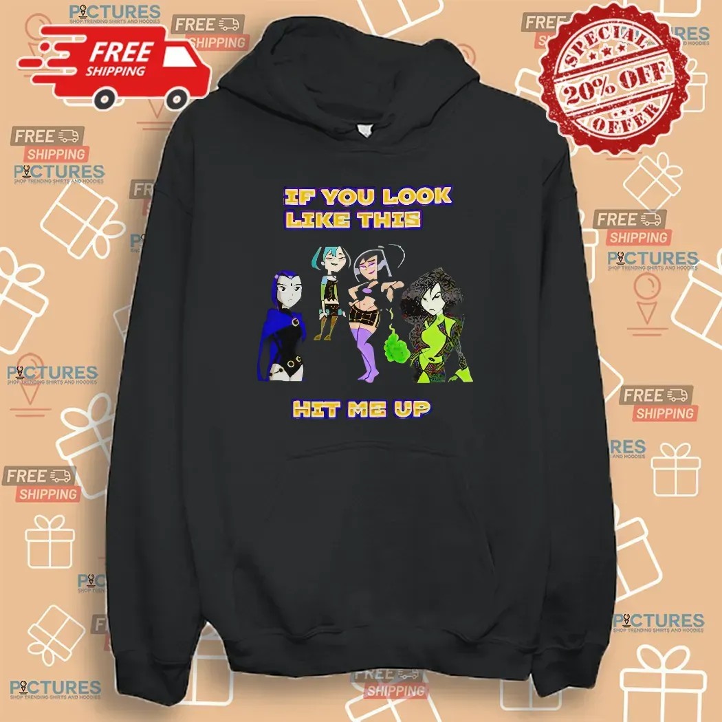 If You Look Like This Hit Me Up Cartoon Goth Girl T Shirt