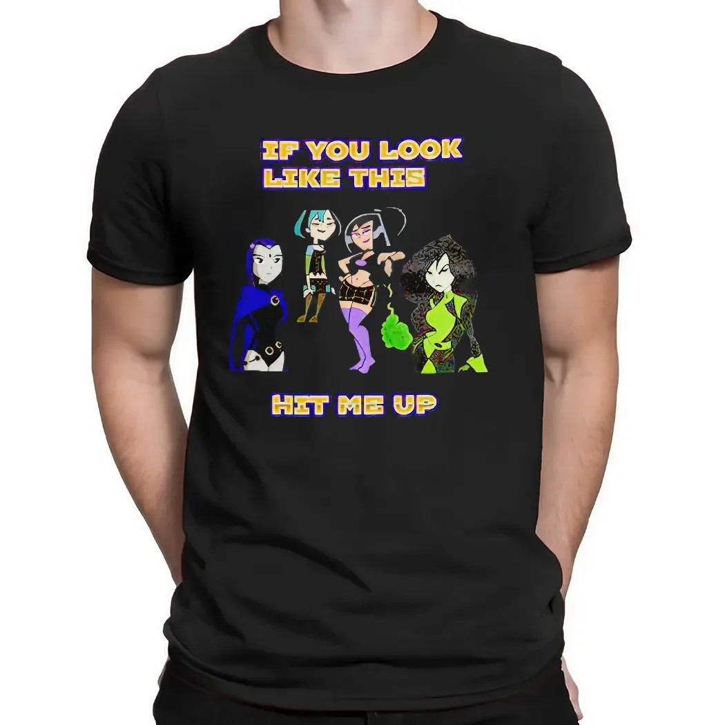 If You Look Like This Hit Me Up Cartoon Goth Girl T Shirt