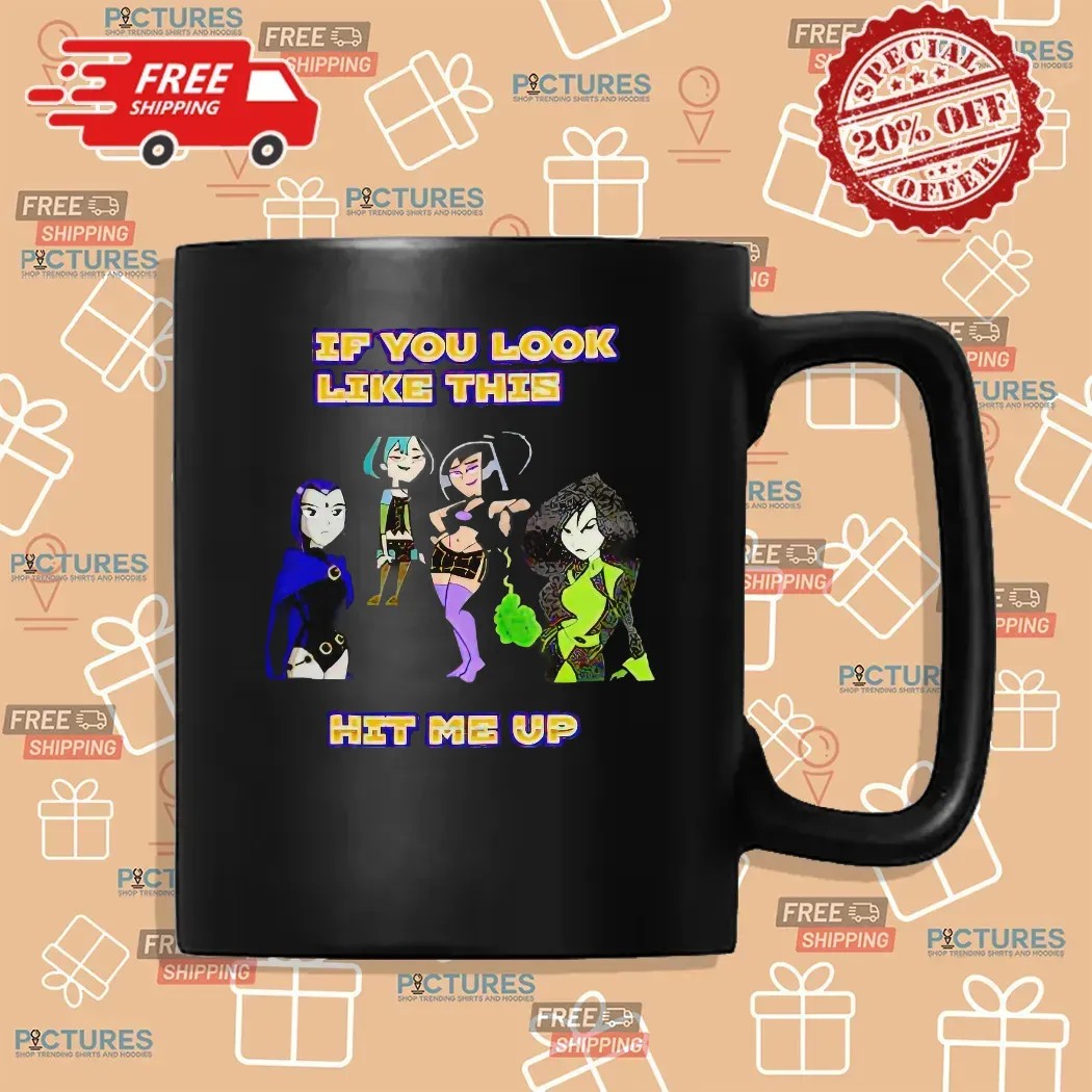 If You Look Like This Hit Me Up Cartoon Goth Girl T Shirt