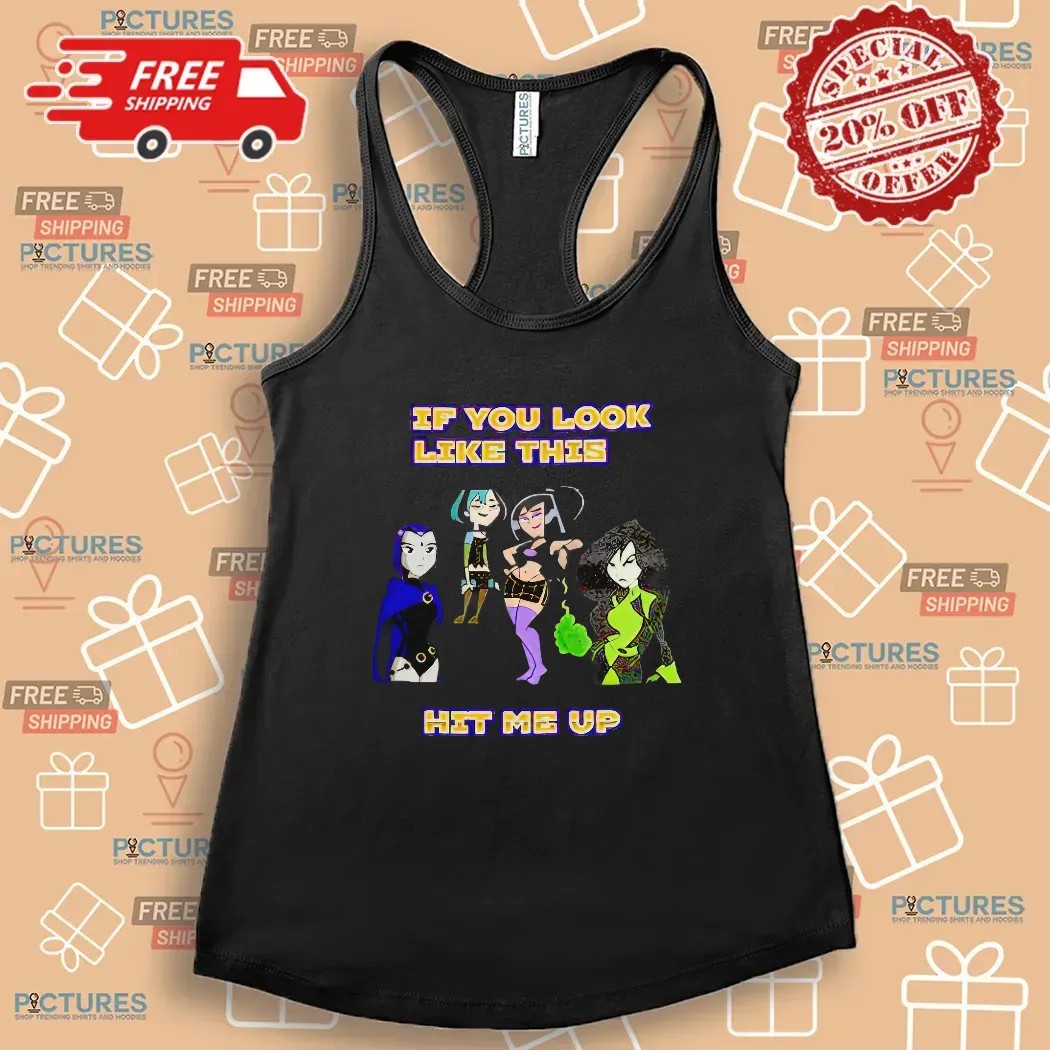 If You Look Like This Hit Me Up Cartoon Goth Girl T Shirt