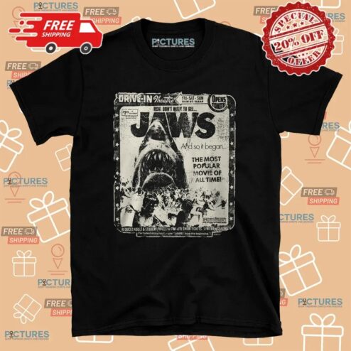 Jaws Drive-in Theater The Most Popular Movie Of All Time Poster T Shirt
