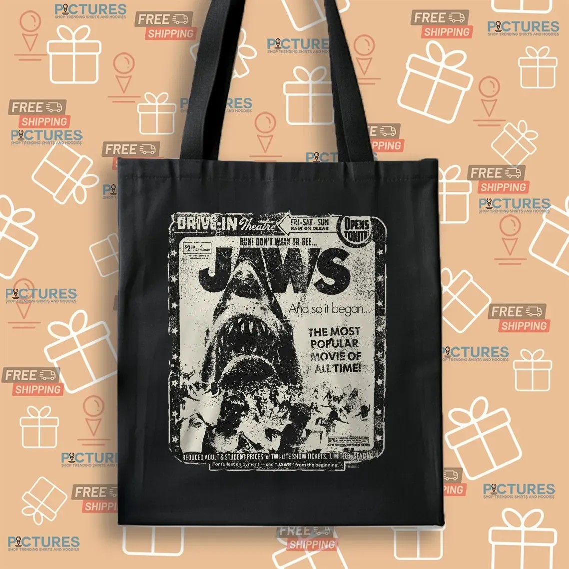 Jaws Drive-in Theater The Most Popular Movie Of All Time Poster T Shirt