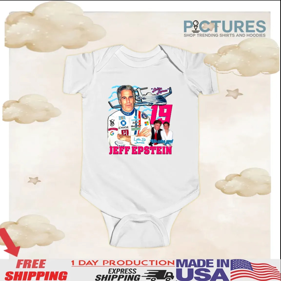 Jeffrey Epstein 19 Trump Bill Gates Lolita Express We Miss You T Shirt