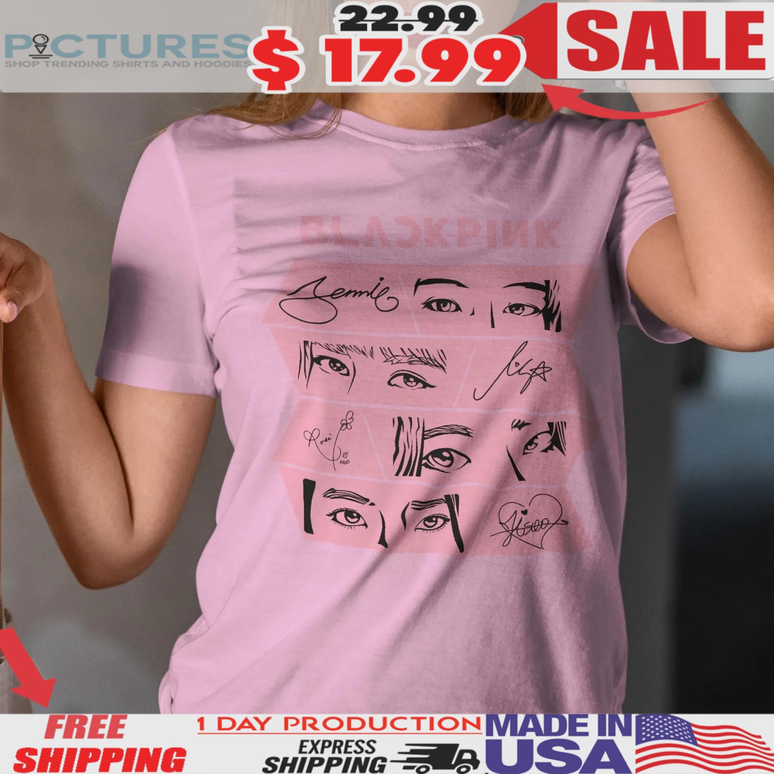 Jennie Lisa Rosé Jisoo Eyes BLACKPINK 2025 Deadline World Tour Art Kpop T Shirt