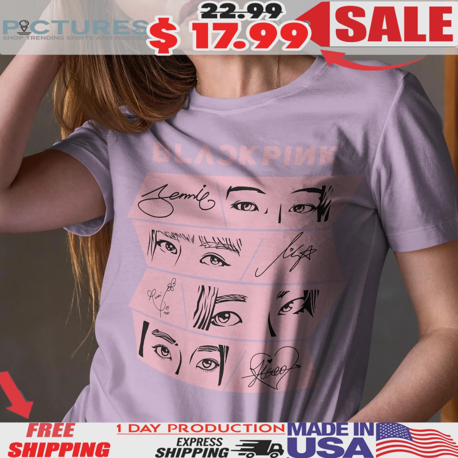 Jennie Lisa Rosé Jisoo Eyes BLACKPINK 2025 Deadline World Tour Art Kpop T Shirt