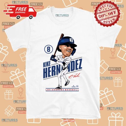 Kike Hernandez Los Angeles Dodgers Caricature Signature T Shirt