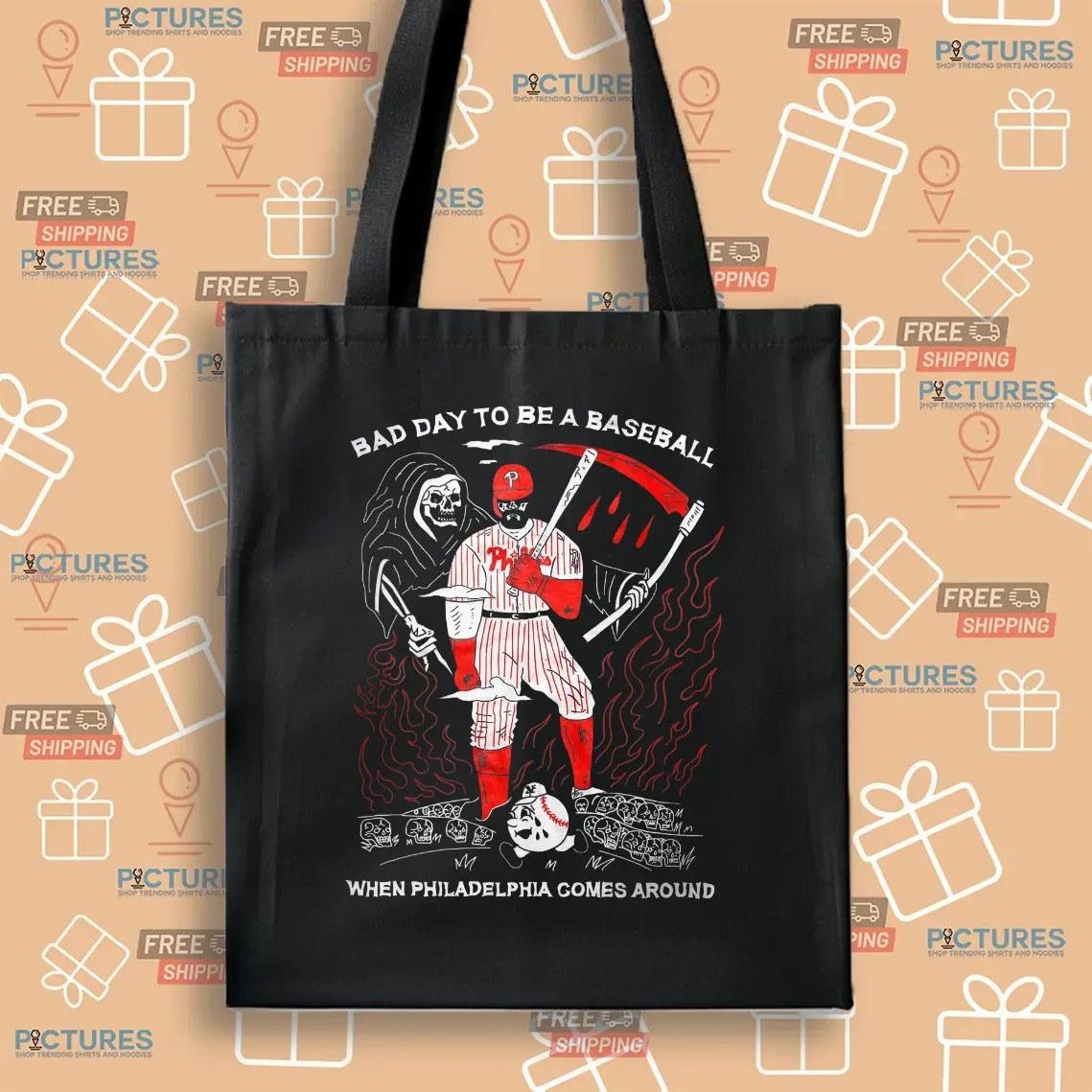 Kyle Schwarber Grim Reaper Bad Day To Be A Baseball When Philadelphia Phillies Comes Around T Shirt