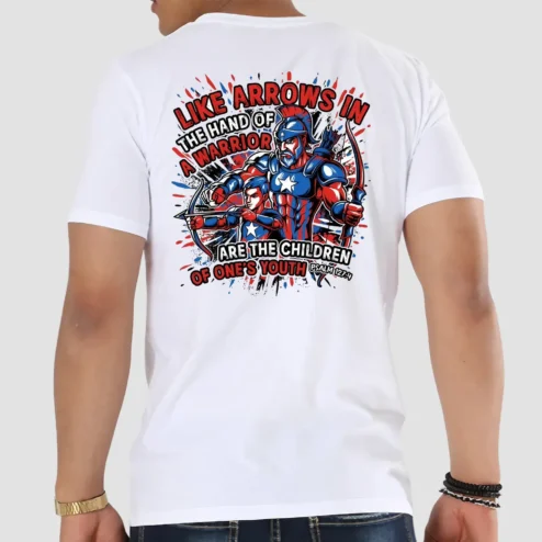Like Arrows in the Hand of a Warrior Christian Warrior Psalm 127 4 Bible Verse Graphic T Shirt