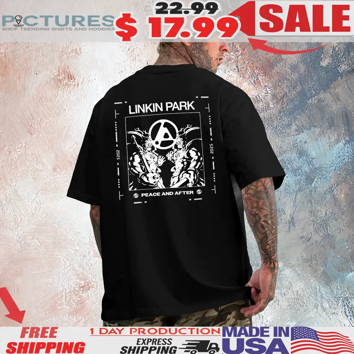 Linkin Park Japan Peace and After 2025 Tour Samurai Graphic T Shirt