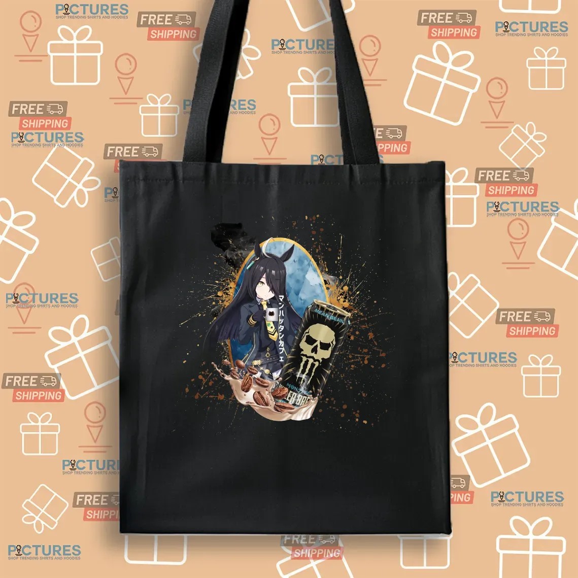 Manhattan Cafe Uma Musume Pretty Derby Monster Killer Brew Mean Bean Energy Drink Anime T Shirt