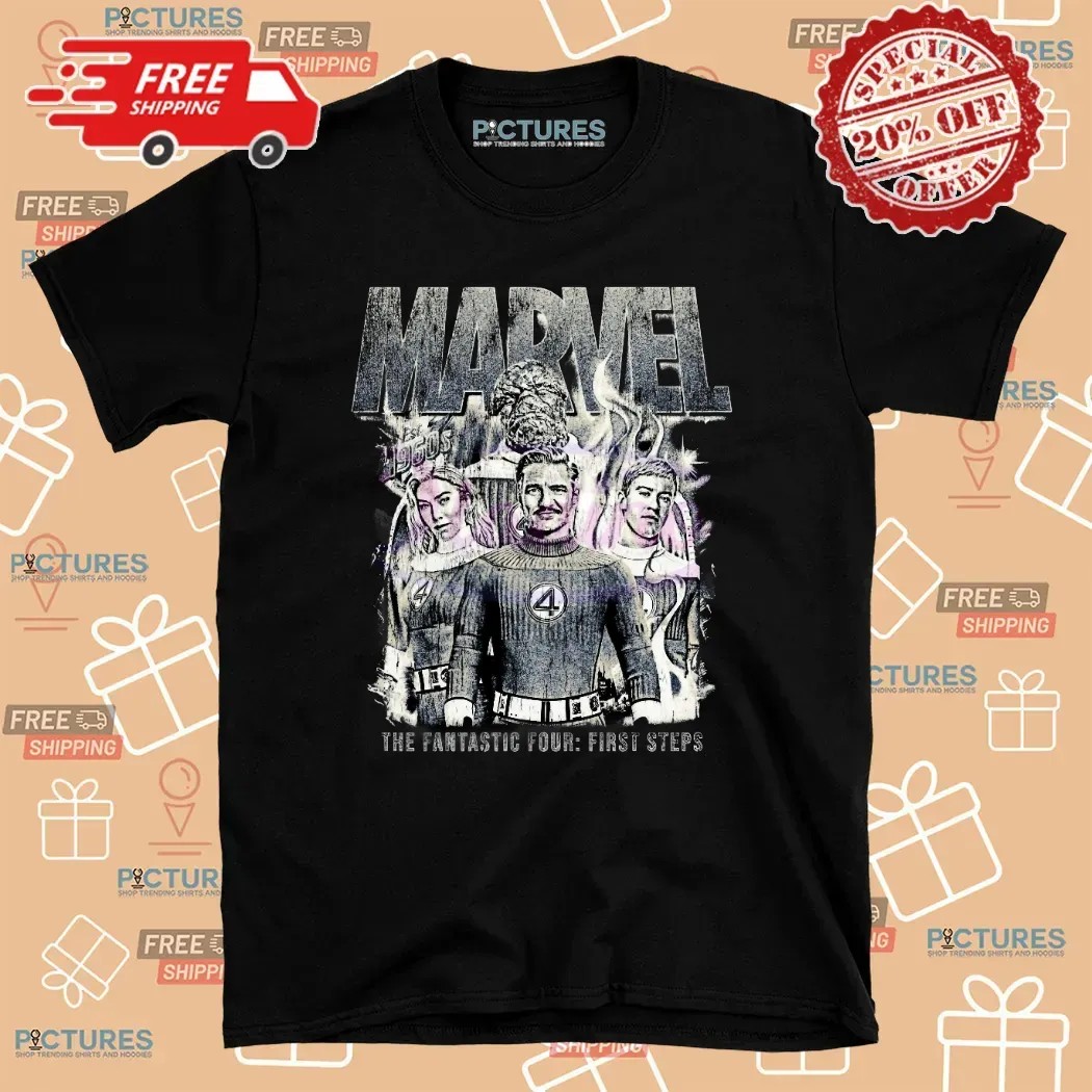Marvel Fantastic Four First Steps Retro Comic Disneyland Superhero T Shirt