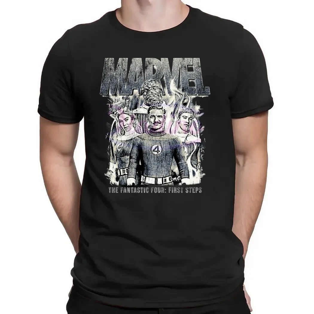 Marvel Fantastic Four First Steps Retro Comic Disneyland Superhero T Shirt