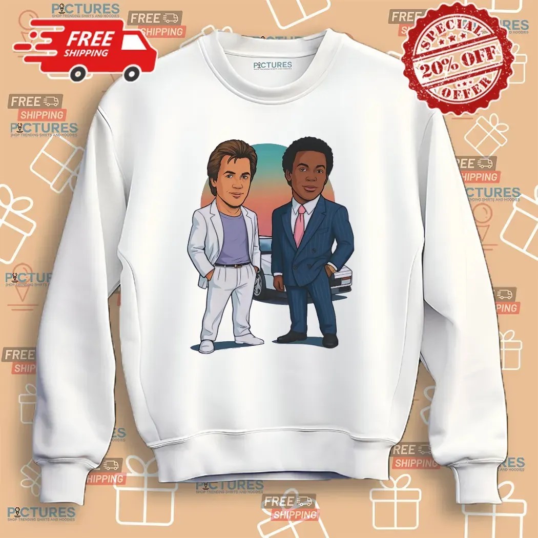 Miami Vice Cartoon Sonny Crockett And Rico Tubbs Caricature T Shirt