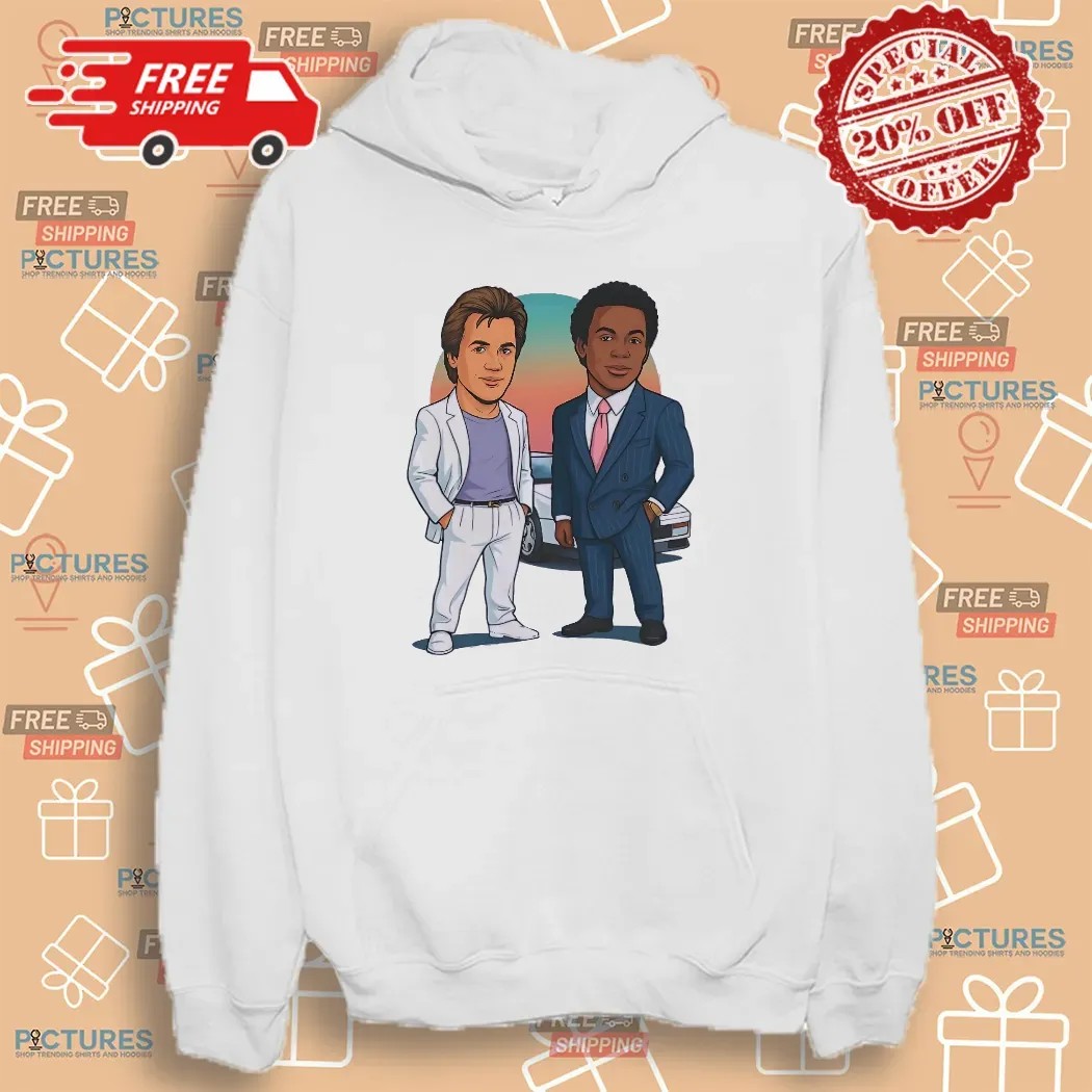 Miami Vice Cartoon Sonny Crockett And Rico Tubbs Caricature T Shirt
