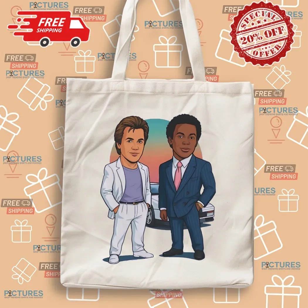 Miami Vice Cartoon Sonny Crockett And Rico Tubbs Caricature T Shirt