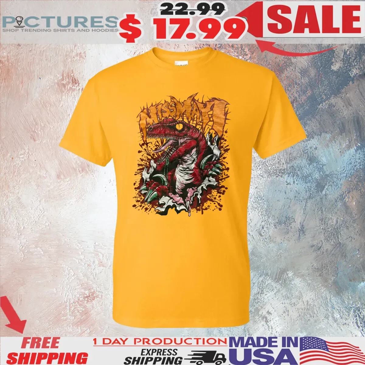 Miss May I Dinosaur Metalcore Raptor Graphic T Shirt