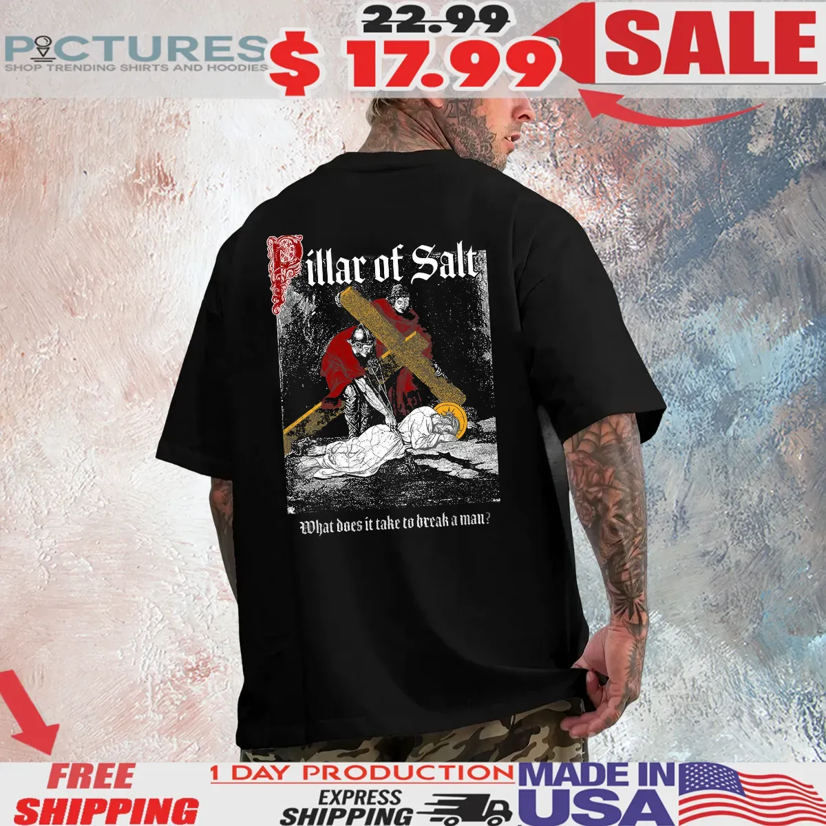 Missing Link Pillar Of Salt What Does It Take To Break A Man Cross-Bearing Scene T Shirt