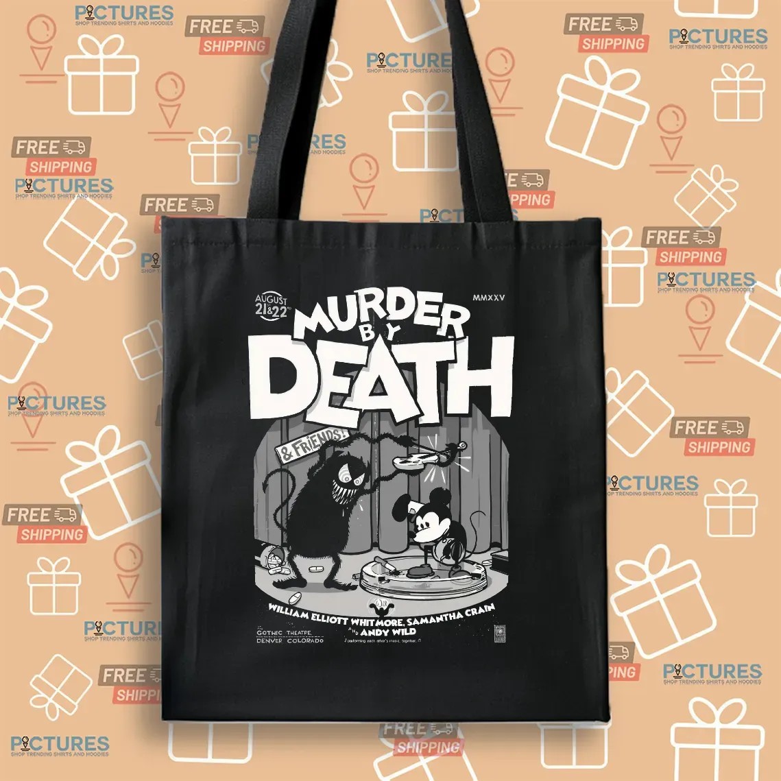 Murder By Death Denver Colorado 2025 Shows Poster At Gothic Theatre On August 21 22 Retro Mickey Show Poster T Shirt