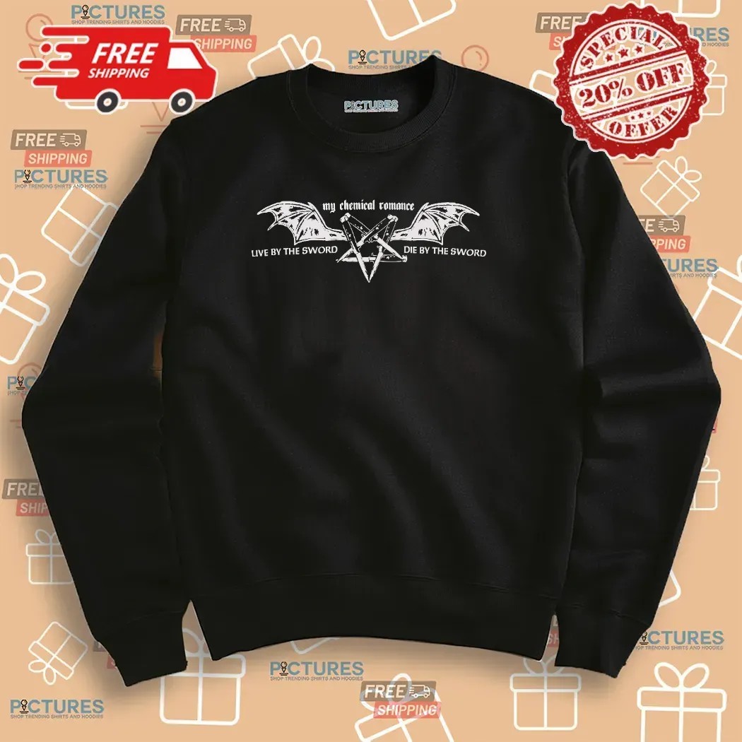 My Chemical Romance Live By The Sword Die By The Sword Bat Pentagram Wings T Shirt