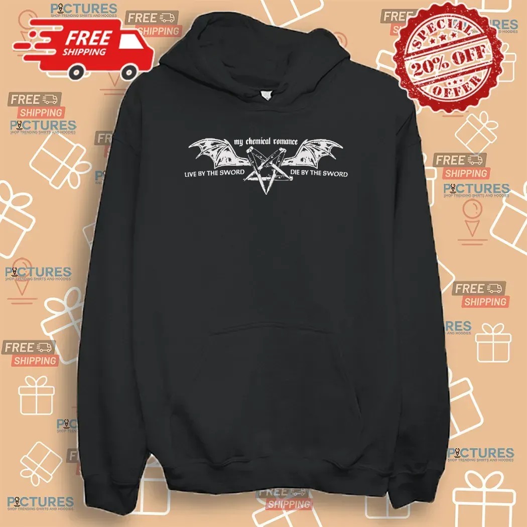 My Chemical Romance Live By The Sword Die By The Sword Bat Pentagram Wings T Shirt