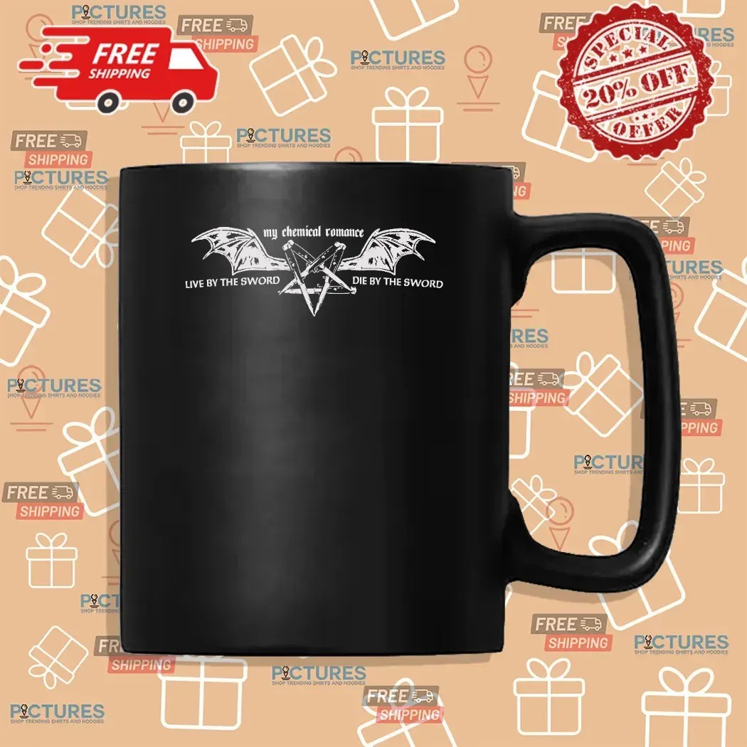 My Chemical Romance Live By The Sword Die By The Sword Bat Pentagram Wings T Shirt