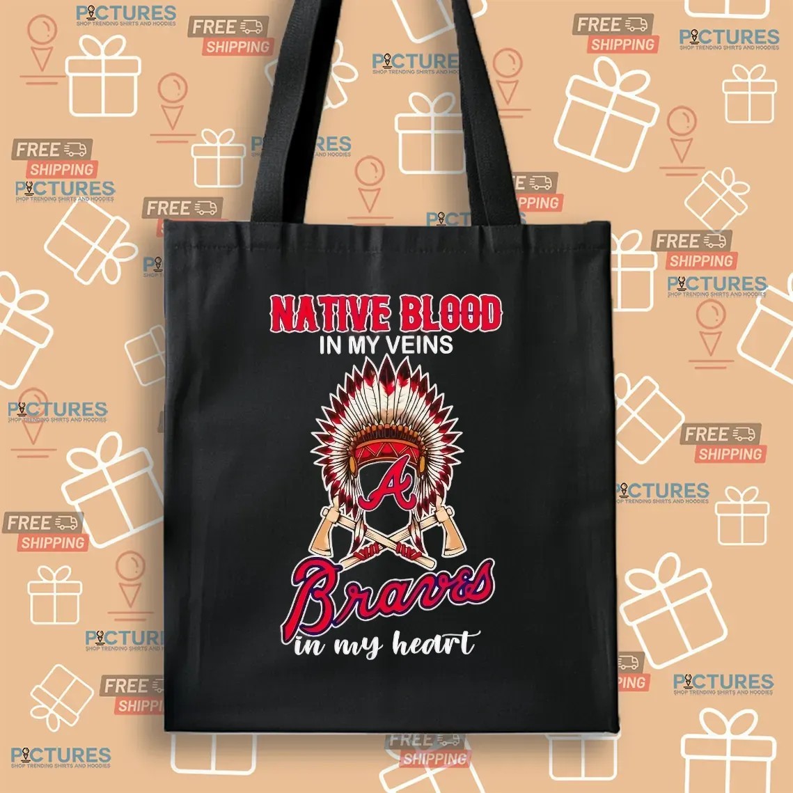 Native Blood In My Veins Atlanta Braves Baseball In My Heart T Shirt