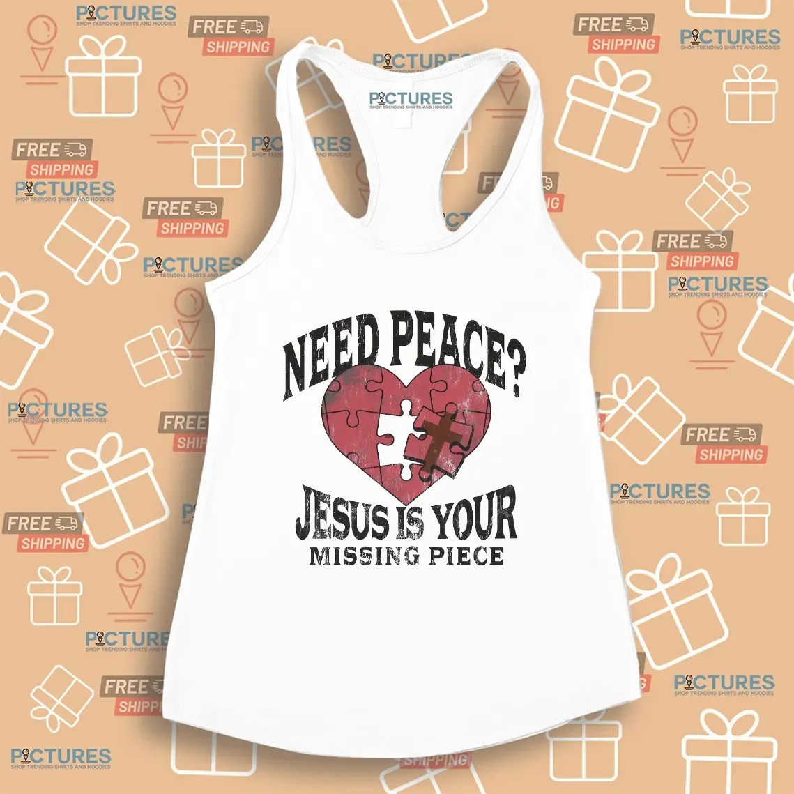 Need Peace Jesus Is Your Missing Piece Heart Christian Graphic T Shirt