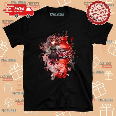 Nice Nature Uma Musume Mountain Dew Code Red Cherry Soda Mashup T Shirt