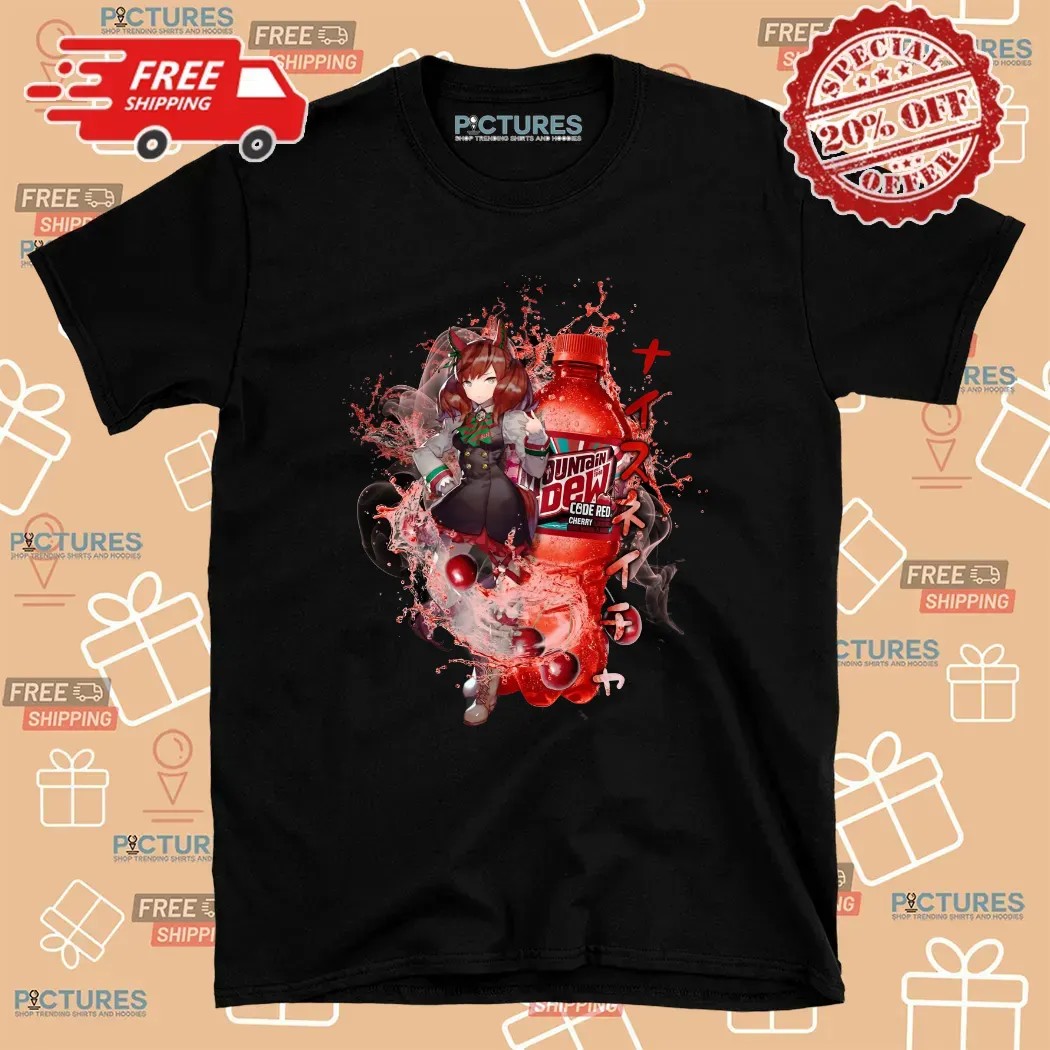 Nice Nature Uma Musume Mountain Dew Code Red Cherry Soda Mashup T Shirt