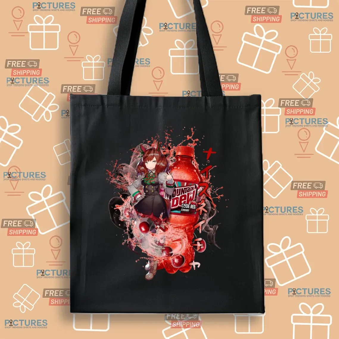 Nice Nature Uma Musume Mountain Dew Code Red Cherry Soda Mashup T Shirt