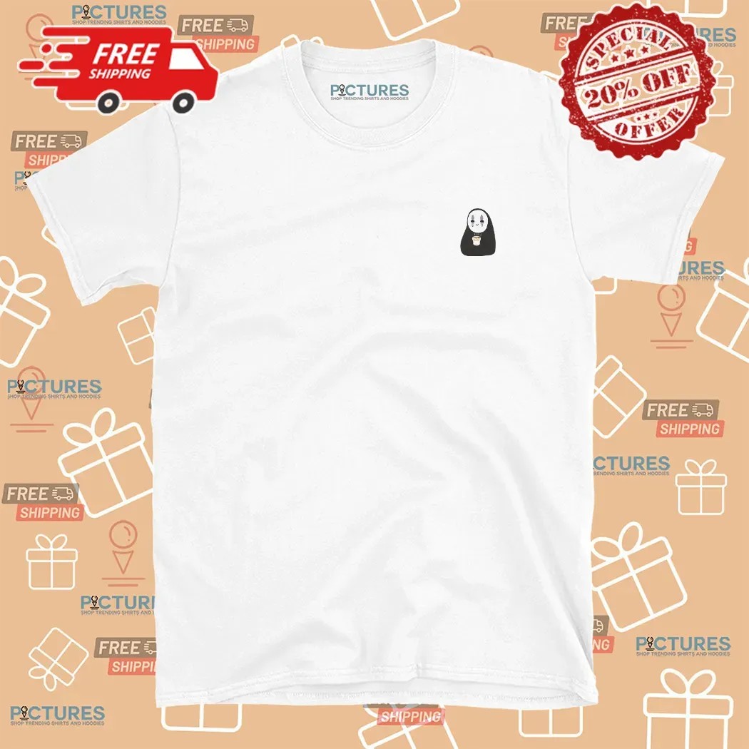 No Face Kaonashi Eating Noodles Cup Spirited Away Anime T Shirt