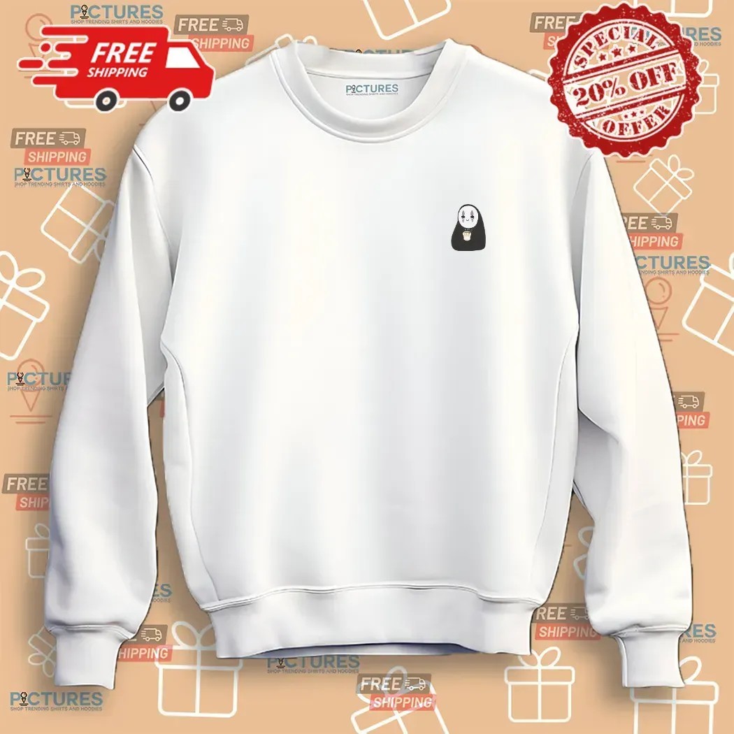 No Face Kaonashi Eating Noodles Cup Spirited Away Anime T Shirt