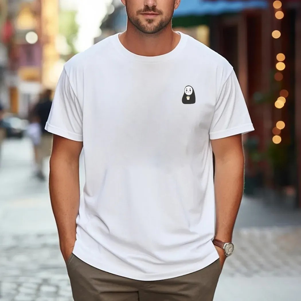 No Face Kaonashi Eating Noodles Cup Spirited Away Anime T Shirt