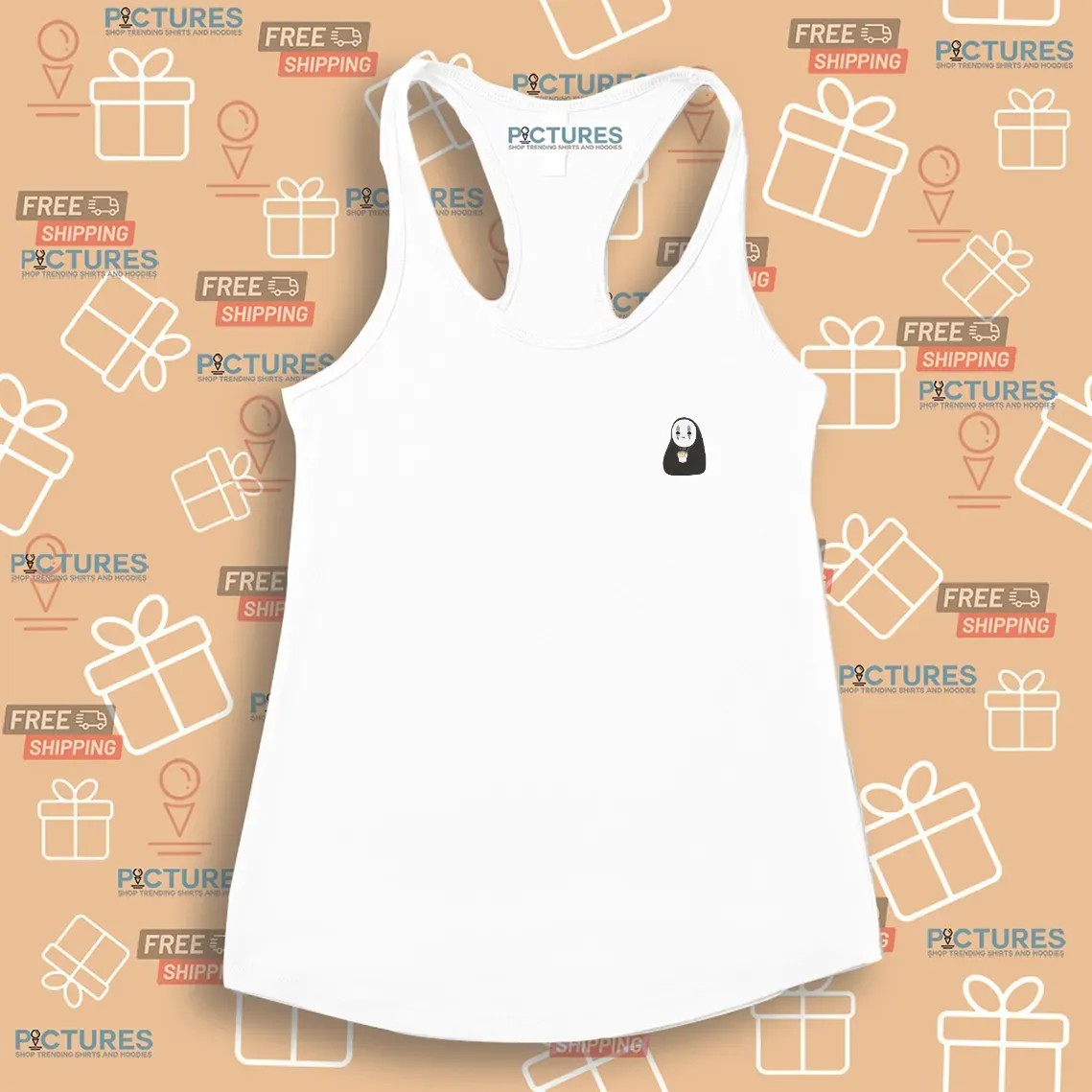 No Face Kaonashi Eating Noodles Cup Spirited Away Anime T Shirt