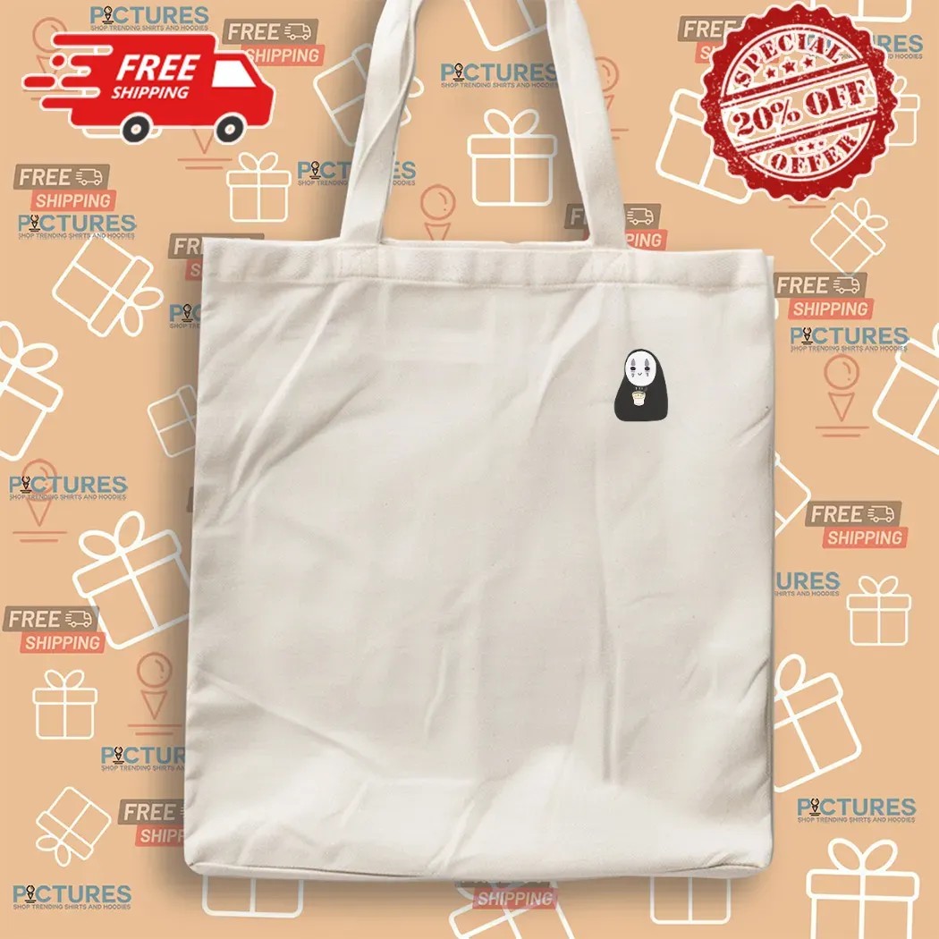 No Face Kaonashi Eating Noodles Cup Spirited Away Anime T Shirt