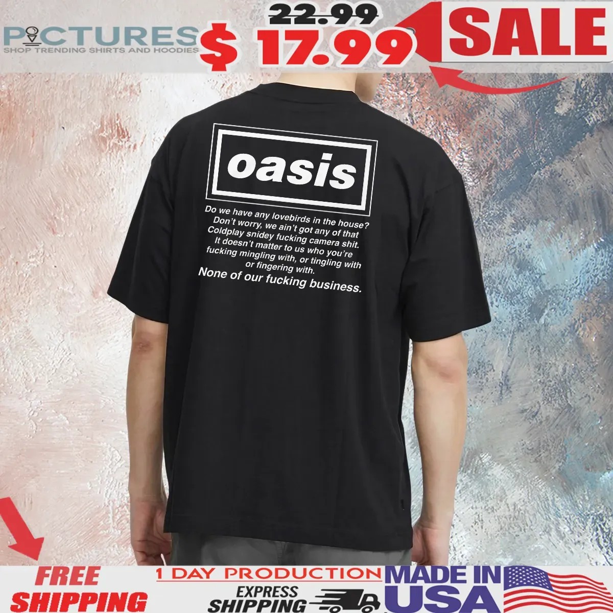 Oasis British Band Do We Have Any Lovebirds In The House Don't Worry We Ain't Got Any Of That Coldplay Snidey Fucking Camera Shit T Shirt